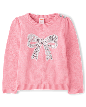 Girls Glitter Bow Sweater - Little Snowflake