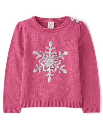 Girls Sequin Snowflake Sweater - Little Snowflake