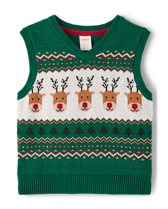 Boys Reindeer Fairisle Sweater Vest - Holiday Express