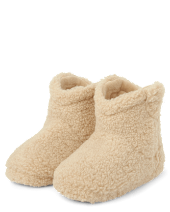 Unisex Kids Sherpa Boot Slippers Gymmies TAN Gymboree
