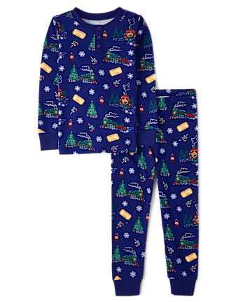 Kids Christmas Train Snug Fit Cotton Pajamas - Gymmies