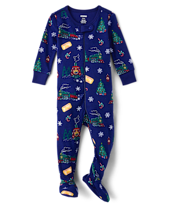 Baby And Toddler Christmas Train Snug Fit Cotton One-Piece Pajamas - Gymmies