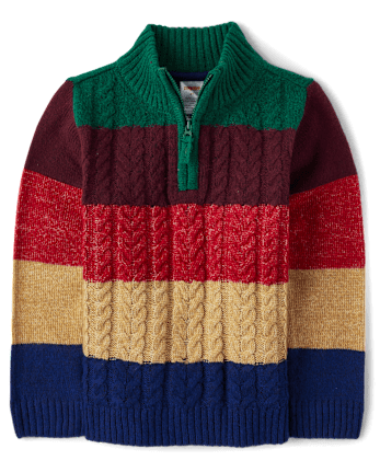 Boys Long Sleeve Striped Half Zip Sweater Holiday Express SALSA Gymboree