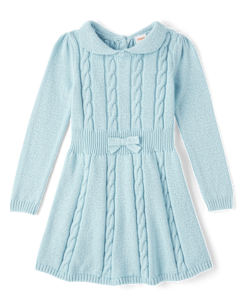 Girls Cable Knit Sweater Dress - Little Snowflake