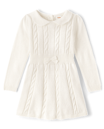 Fille tricot câblé Robe pull - Little Snowflake
