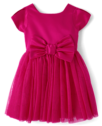 Girls Bow Fit And Flare Dress - All Dressed Up