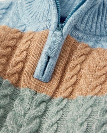 Boys Striped Half Zip Sweater - Little Snowflake