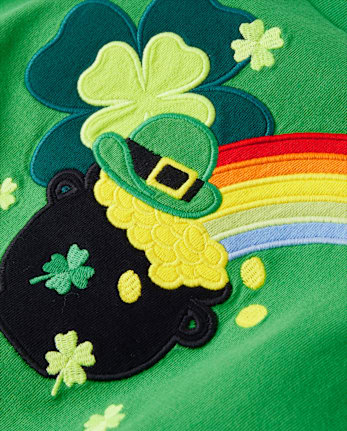 Boys Embroidered Shamrock Top - Little Leprechaun