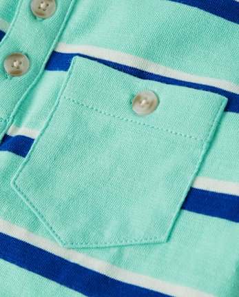 Boys Striped Henley Top - Little Essentials