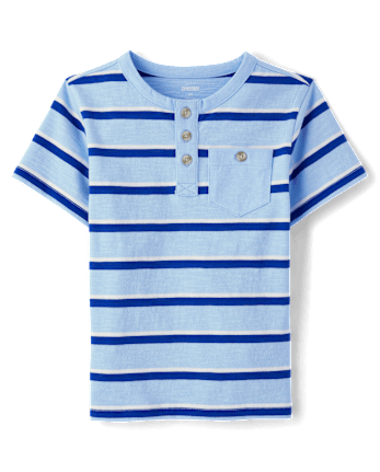 Boys Striped Henley Top - Little Essentials