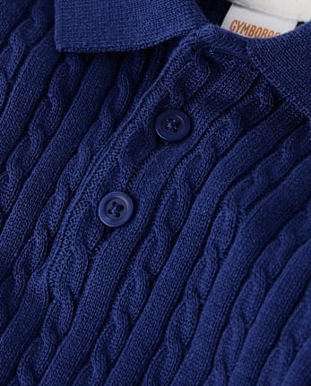 Boys Cable Knit Sweater Polo - Italian Riviera