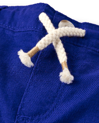 Kids Roll Cuff Linen-Blend Pull On Pants