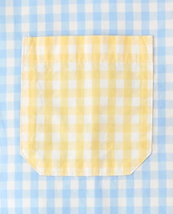 Mens Dad And Me Gingham Colorblock Poplin Button Up Shirt - Garden Party