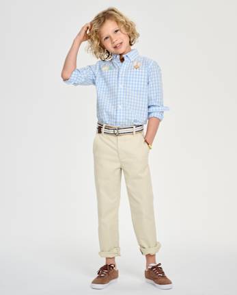 Boys Bunny Gingham Poplin Button Up Shirt - Garden Party