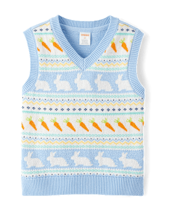 Boys Bunny Fairisle Sweater Vest - Garden Party