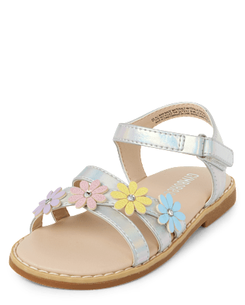 Girls Iridescent Flower Sandals - Little Essentials