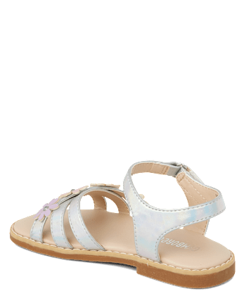 Girls Iridescent Flower Sandals - Little Essentials