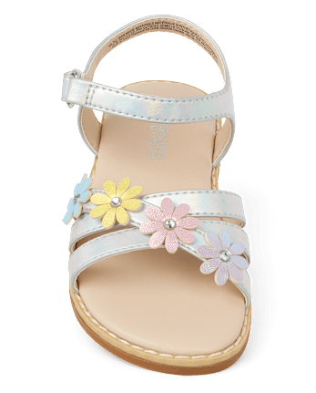 Girls Iridescent Flower Sandals - Little Essentials
