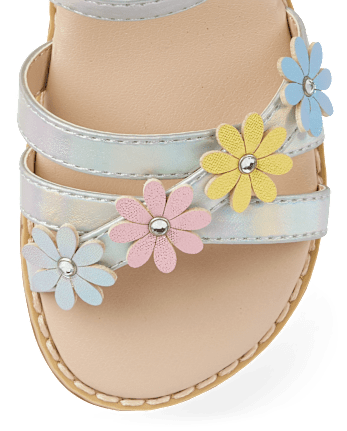 Girls Iridescent Flower Sandals - Little Essentials