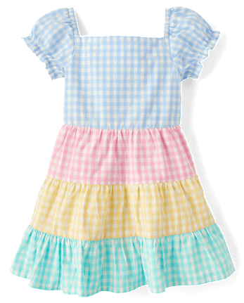 Girls Gingham Tiered Dress - Garden Party