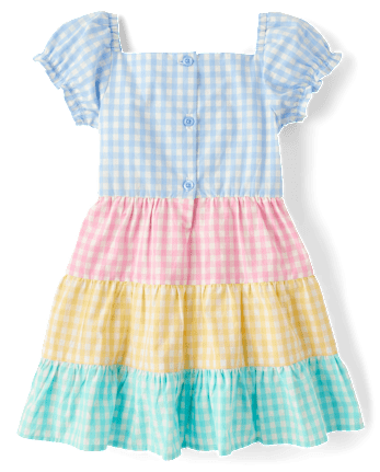Girls Gingham Tiered Dress - Garden Party