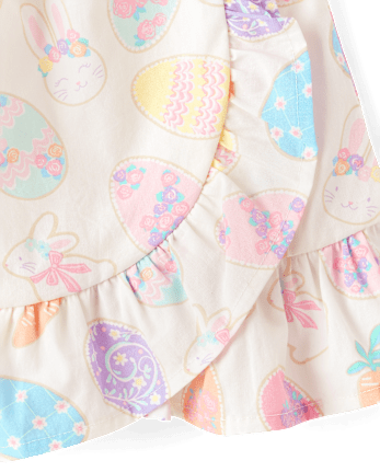 Girls Easter Egg Ruffle Wrap Skort - Garden Party