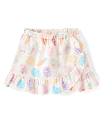 Girls Easter Egg Ruffle Wrap Skort - Garden Party