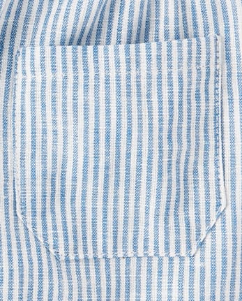 Girls Striped Linen-Blend Pull On Shorts