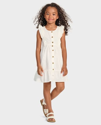 Robe à volants en lin mélangé pour fille