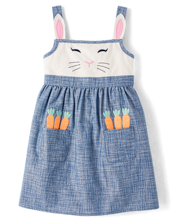 Girls Embroidered Bunny Jumper - Garden Party