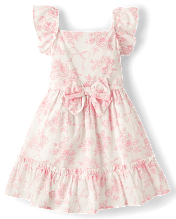 Girls Floral Ruffle Tiered Dress - Blushing Blooms