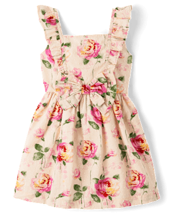 Girls Mommy And Me Rose Ruffle Dress - Blushing Blooms