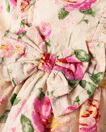 Girls Mommy And Me Rose Ruffle Dress - Blushing Blooms