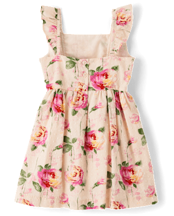 Girls Mommy And Me Rose Ruffle Dress - Blushing Blooms