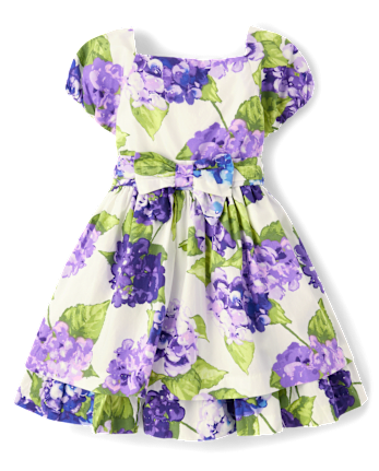 Girls Mommy And Me Floral Bow Fit And Flare Dress - Lavender Fields