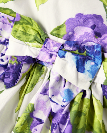 Girls Mommy And Me Floral Bow Fit And Flare Dress - Lavender Fields
