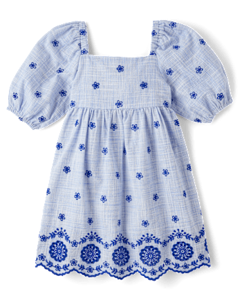 Girls Eyelet Shift Dress - Italian Riviera