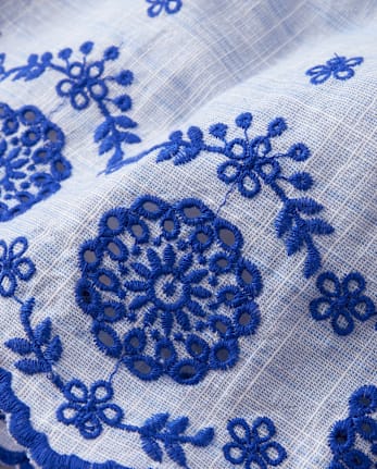 Girls Eyelet Shift Dress - Italian Riviera