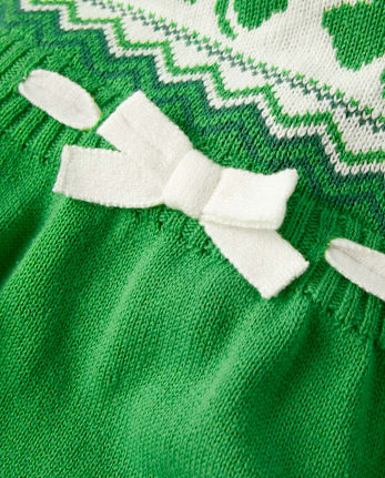 Girls Shamrock Fairisle Sweater Dress - Little Leprechaun