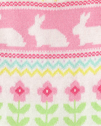 Girls Bunny Fairisle Sweater Dress - Garden Party