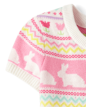 Girls Bunny Fairisle Sweater Dress - Garden Party