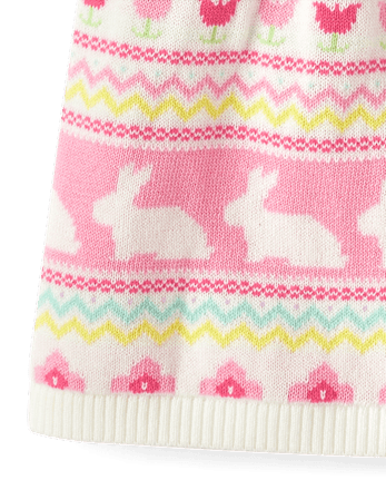 Girls Bunny Fairisle Sweater Dress - Garden Party