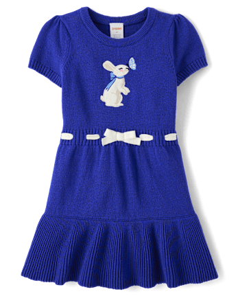 Robe pull à basque motif lapin pour fille - Blue Belle