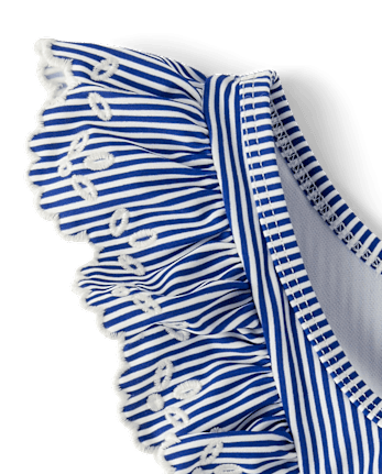 Maillot de bain une pièce à rayures et œillets pour fille - Swim