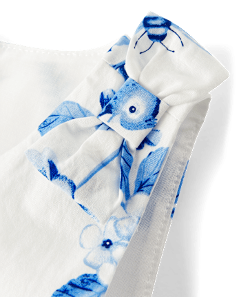 Girls Mommy And Me Floral Bird Bow Fit And Flare Dress - Blue Belle