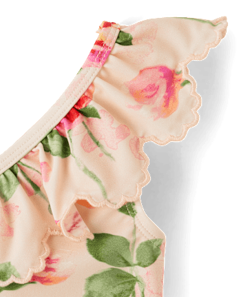 Girls Floral Eyelet One Piece Swimsuit - Swim