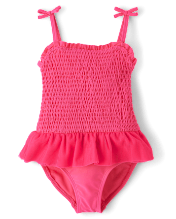 Girls Smocked Tutu One Piece Swimsuit - Swim