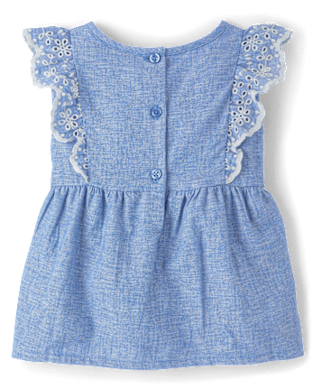 Girls Eyelet Linen-Blend Top