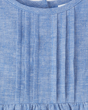 Girls Eyelet Linen-Blend Top