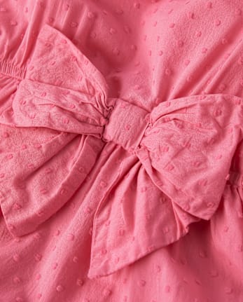 Girls Bow Ruffle Dress - Blushing Blooms